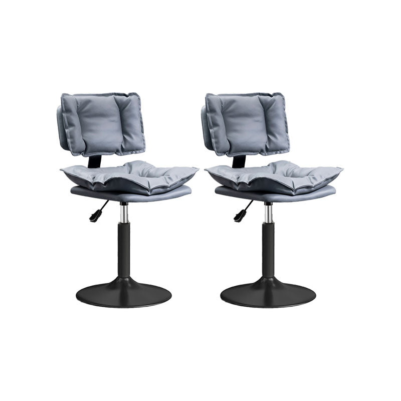 Glam Style Faux Leather Bar Stools Swivel Adjustable Height Bar Stool with Black Base
