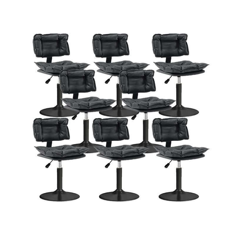 Glam Style Faux Leather Bar Stools Swivel Adjustable Height Bar Stool with Black Base