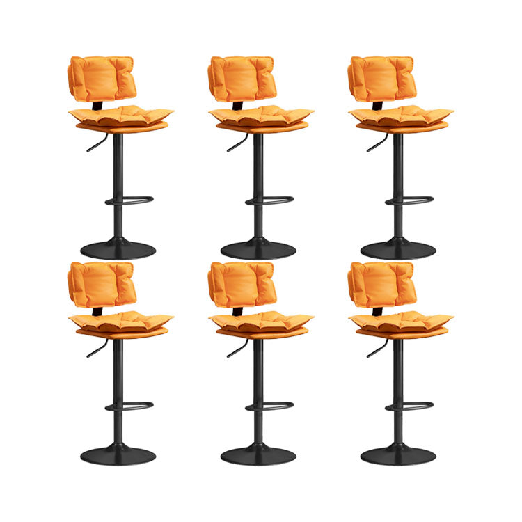 Glam Style Faux Leather Bar Stools Swivel Adjustable Height Bar Stool with Black Base