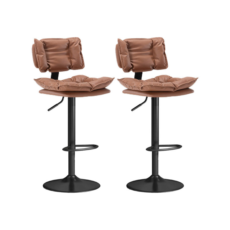 Glam Style Faux Leather Bar Stools Swivel Adjustable Height Bar Stool with Black Base