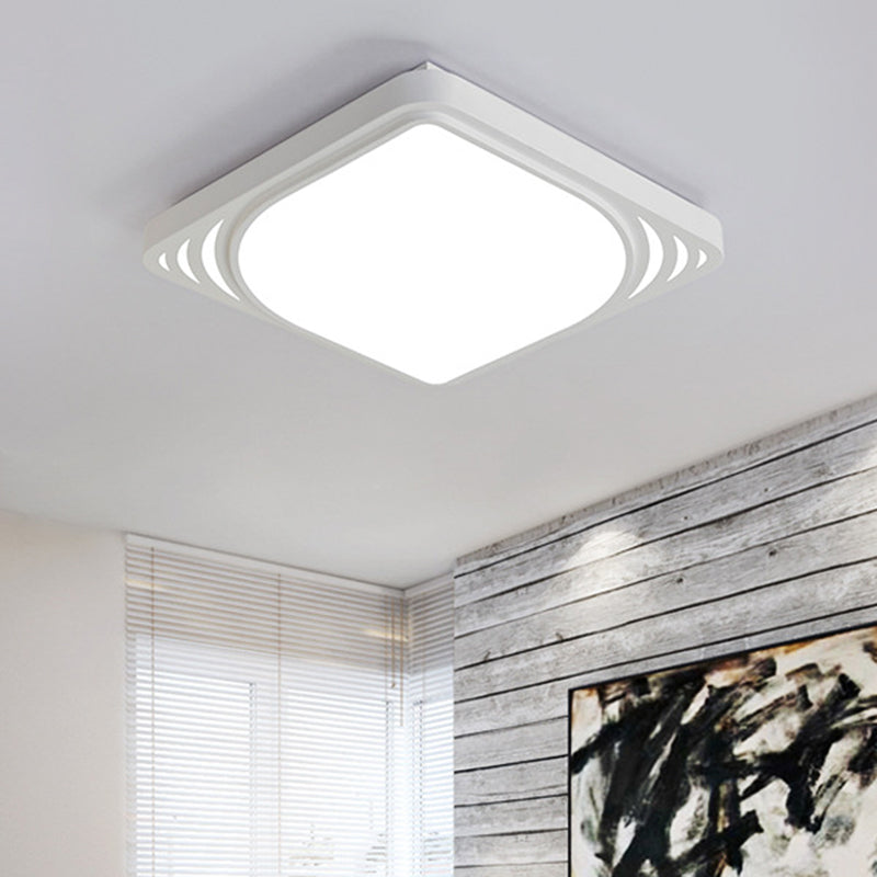 Simple LED Flush Mount Light Weiß Square Deckenleuchte mit Metall-Shade in Warm/White Light, 16.5 "/20.5" Breite