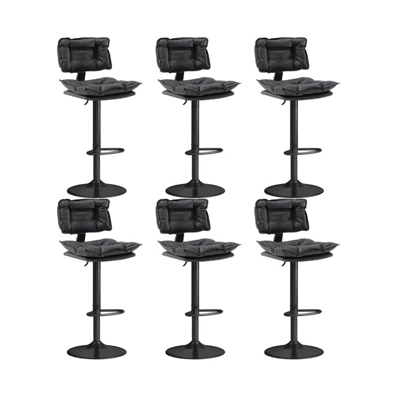 Glam Style Faux Leather Bar Stools Swivel Adjustable Height Bar Stool with Black Base