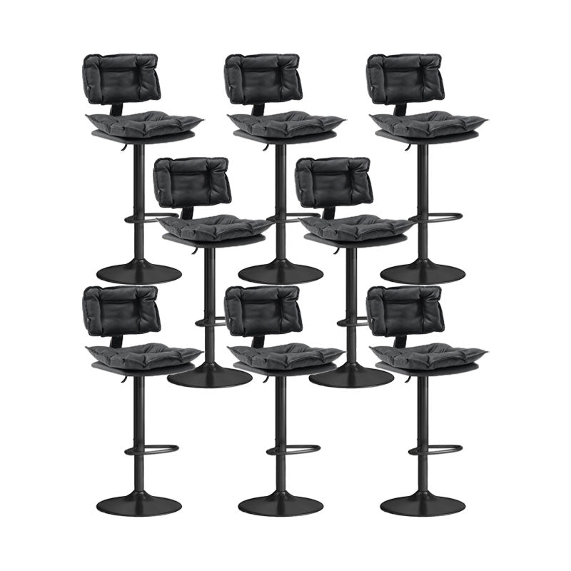 Glam Style Faux Leather Bar Stools Swivel Adjustable Height Bar Stool with Black Base