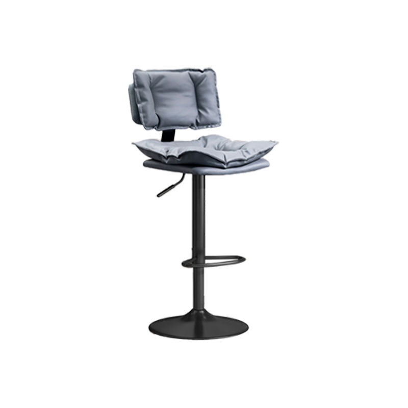 Glam Style Faux Leather Bar Stools Swivel Adjustable Height Bar Stool with Black Base