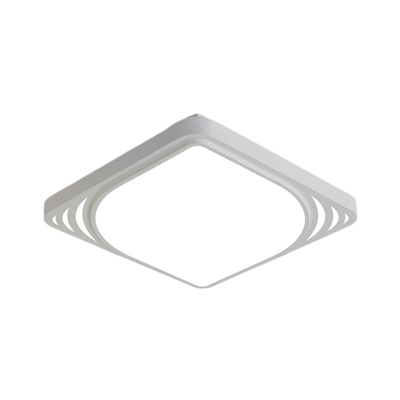Simple LED Flush Mount Light Weiß Square Deckenleuchte mit Metall-Shade in Warm/White Light, 16.5 "/20.5" Breite