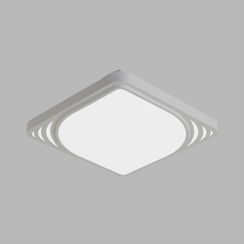 Simple LED Flush Mount Light Weiß Square Deckenleuchte mit Metall-Shade in Warm/White Light, 16.5 "/20.5" Breite