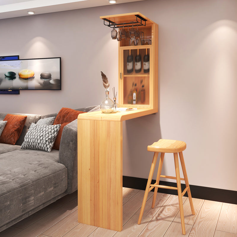 Modern Bar Dining Table Rectangle Bar Solid Wood Table in Natural