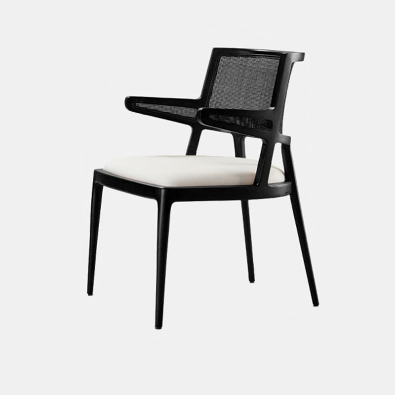 Solid Wood Lounge Chair Woven Back Side Chair with Solid Color Legs