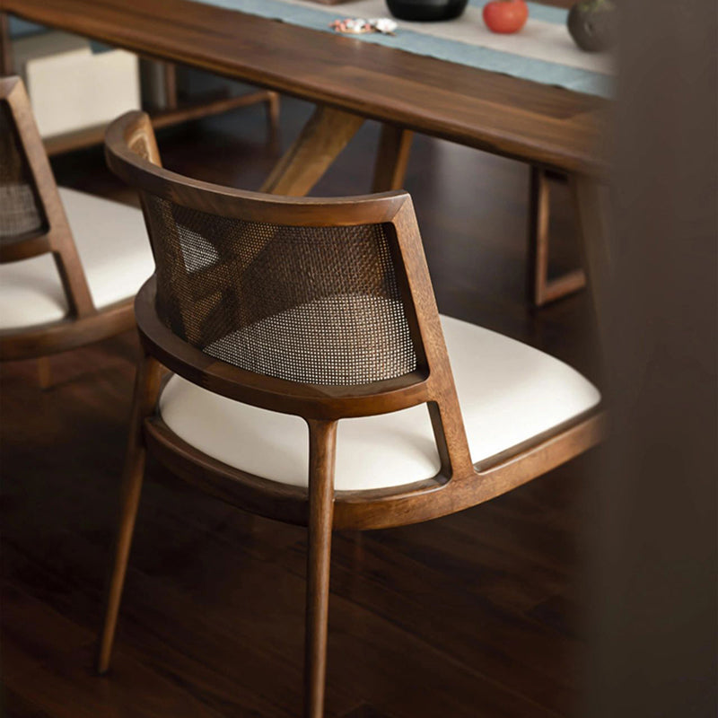 Solid Wood Lounge Chair Woven Back Side Chair with Solid Color Legs