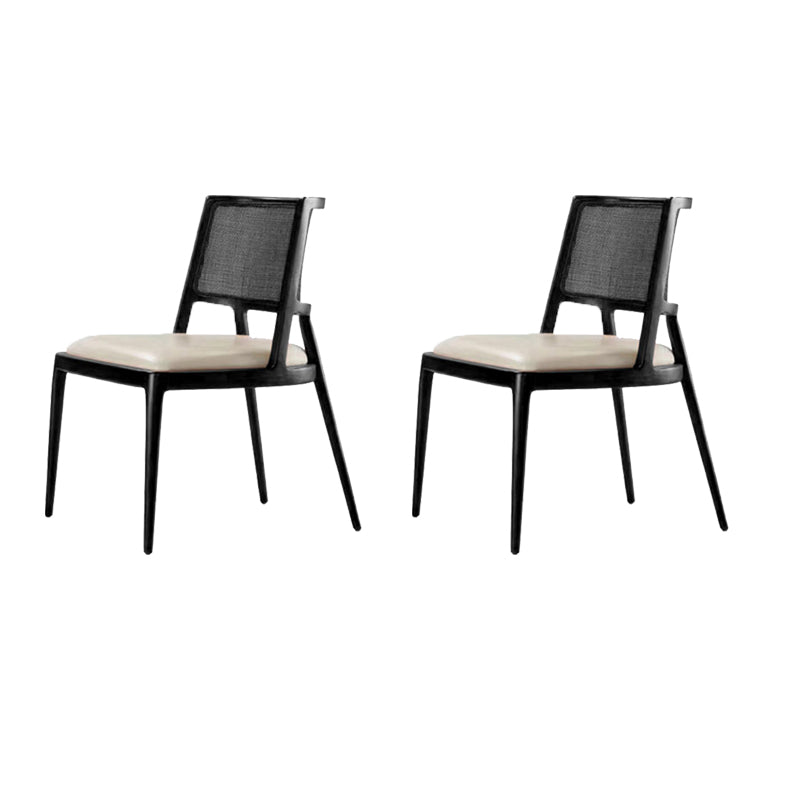 Solid Wood Lounge Chair Woven Back Side Chair with Solid Color Legs