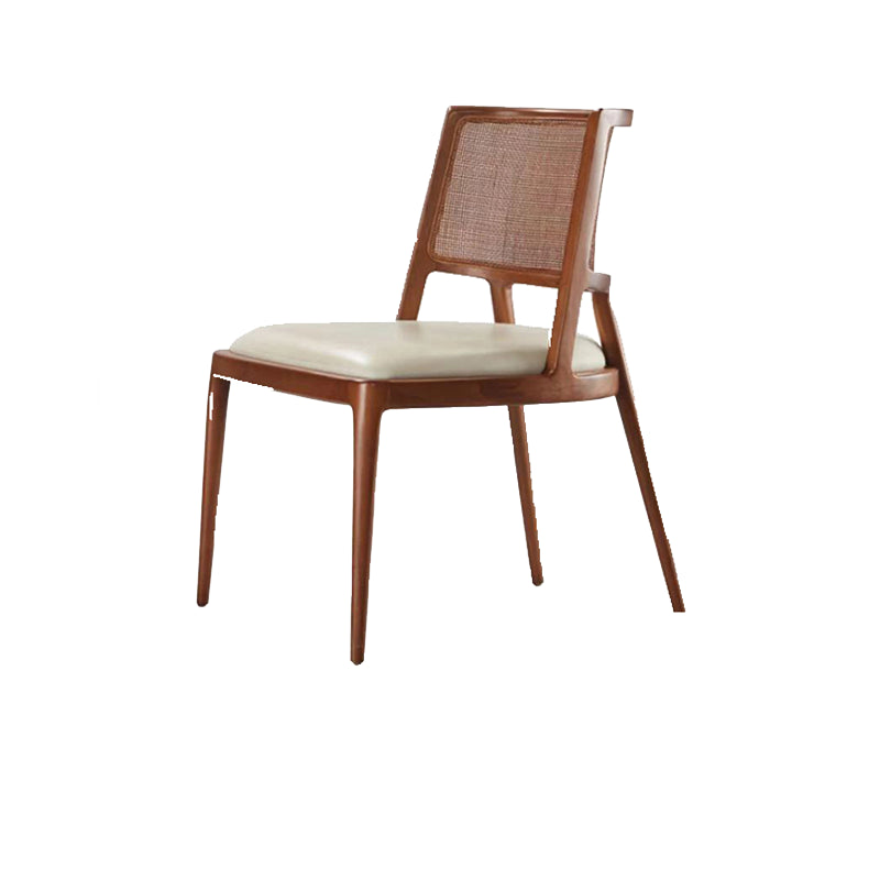 Solid Wood Lounge Chair Woven Back Side Chair with Solid Color Legs