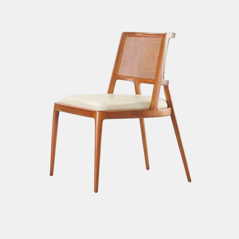 Solid Wood Lounge Chair Woven Back Side Chair with Solid Color Legs