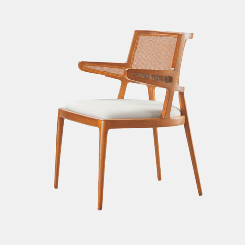 Solid Wood Lounge Chair Woven Back Side Chair with Solid Color Legs