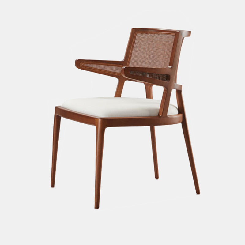 Solid Wood Lounge Chair Woven Back Side Chair with Solid Color Legs