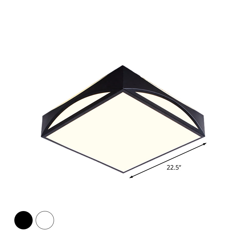 Lámpara de techo LED metálica minimalista de 18,5"/22,5" W con luz blanca/cálida, caja cuadrada blanca/negra, montaje empotrado