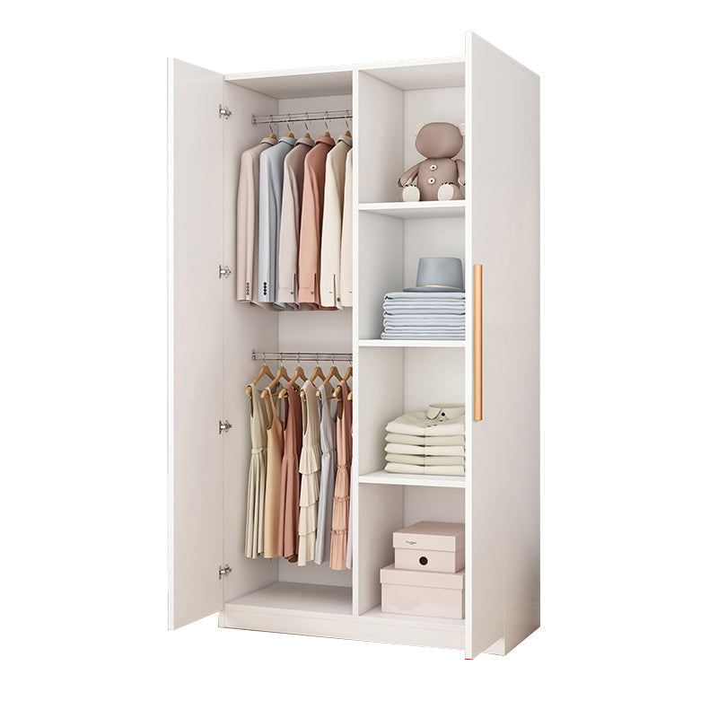 Wooden Frame Wardrobe Freestanding Wardrobe Armoire with Shelves and Clothes Rail