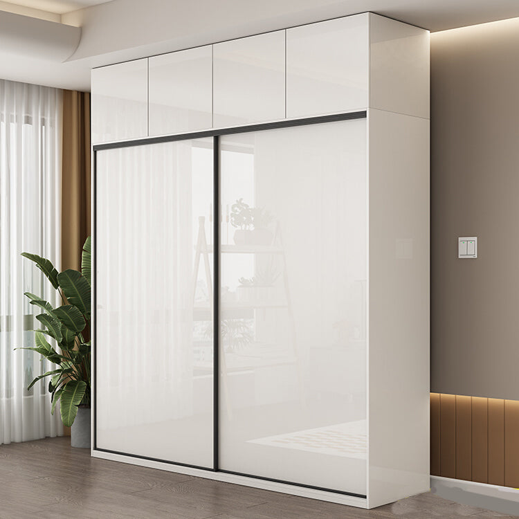 Modern Artificial Wood Wardrobe Armoire Freestanding Wardrobe in White