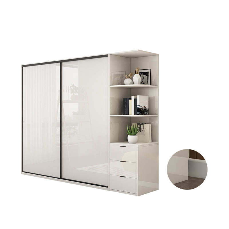 Modern Artificial Wood Wardrobe Armoire Freestanding Wardrobe in White