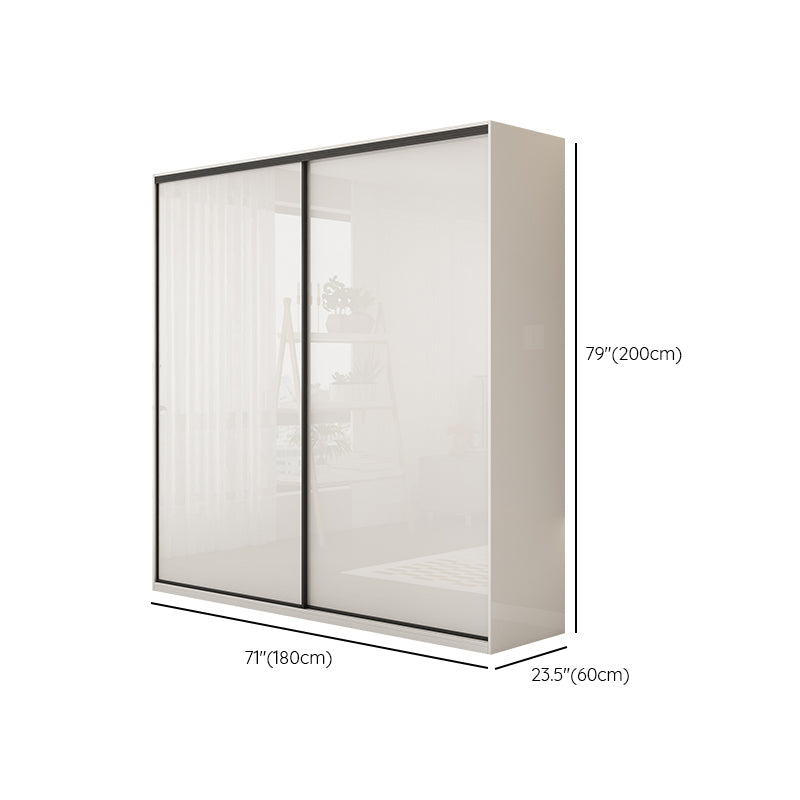 Modern Artificial Wood Wardrobe Armoire Freestanding Wardrobe in White
