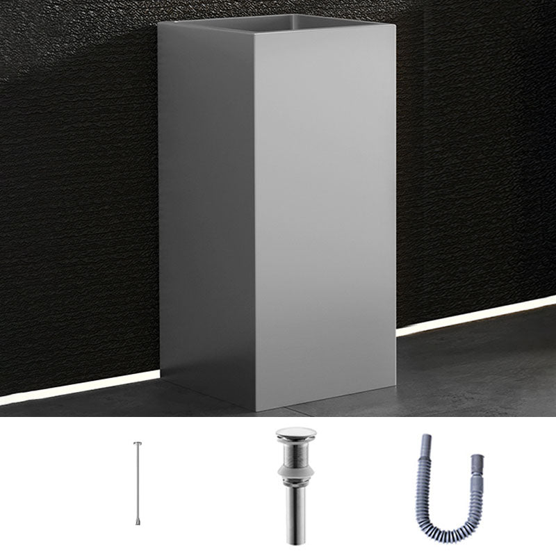 Contemporary Bathroom Sink with Pop-Up Drain Rectangular Metal Pedestal Bathroom Sink