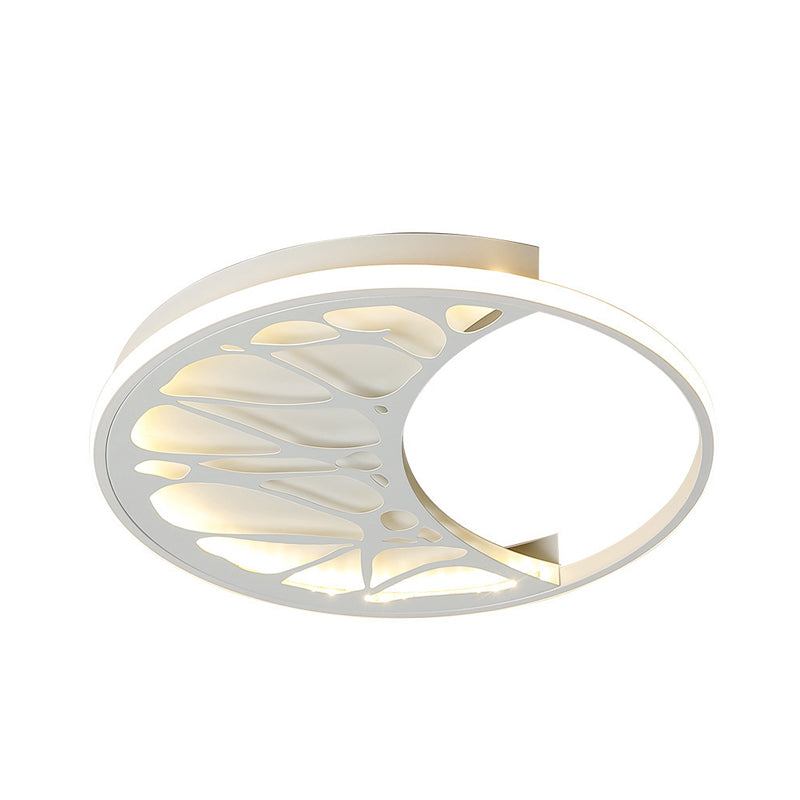 Acrylic Moon Shape Flush Light Contemporary LED Ceiling Flush in White for Bedroom, 16"/19.5" Wide