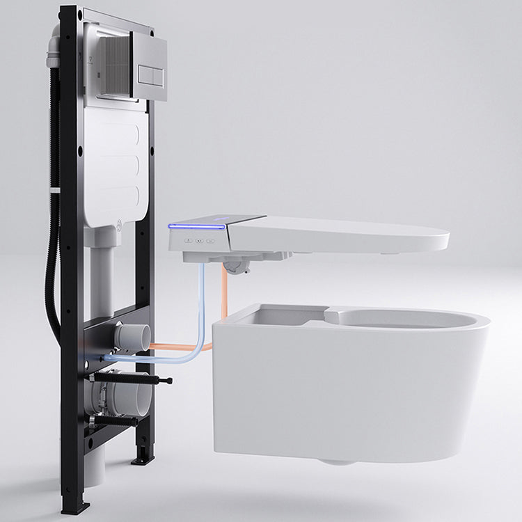 Contemporary Elongated Wall Mounted Bidet Heated Seat Wall Hung Toilet Set