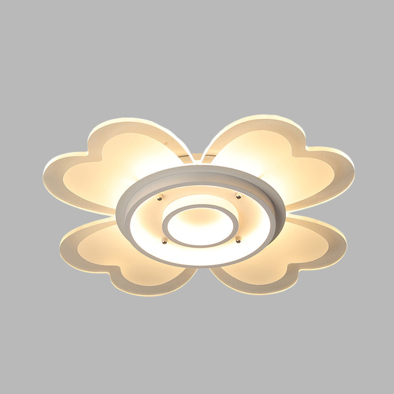 Flower Flush-Mount Light Fixture Modernism Acrylic 16"/19.5" W LED White Ceiling Lamp in Warm/White Light