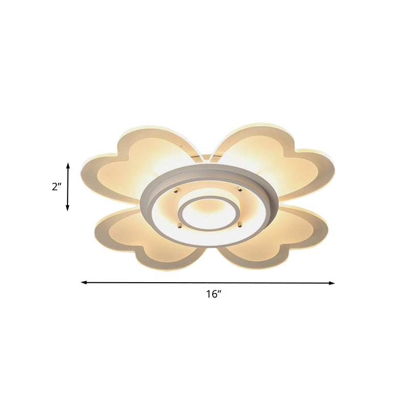 Flower Flush-Mount Light Fixture Modernism Acrylic 16"/19.5" W LED White Ceiling Lamp in Warm/White Light