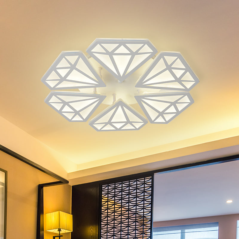 Éclairage à chasse d'eau diamant en diamant LED contemporain semi-plafond montage monté dans une lumière chaude / blanche