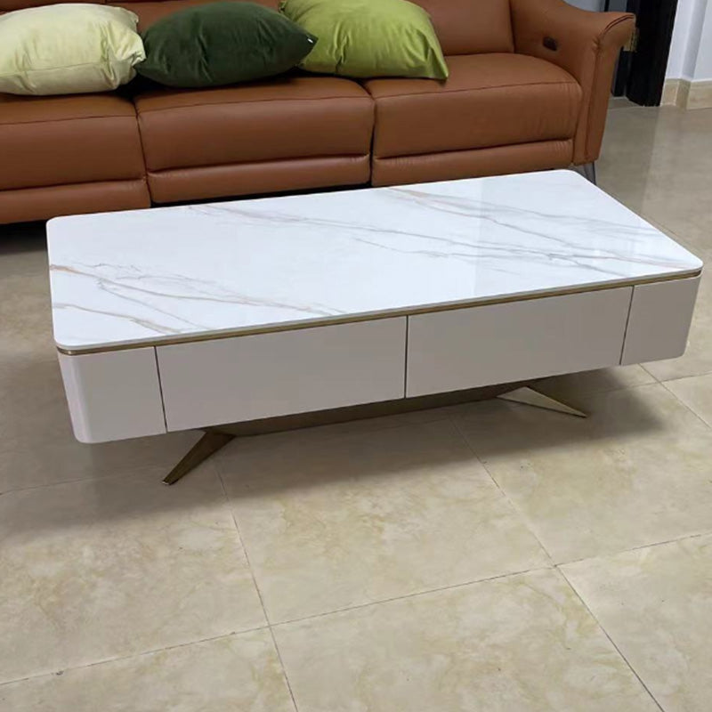 Glam Rectangular Slate Coffee Table 4 Drawers 1 Single Cocktail Table
