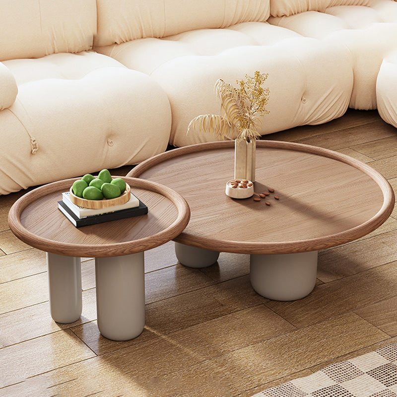 Solid Wood Tray Top Coffee Cocktail Table with 3 Legs in Brown