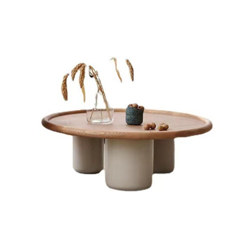 Solid Wood Tray Top Coffee Cocktail Table with 3 Legs in Brown