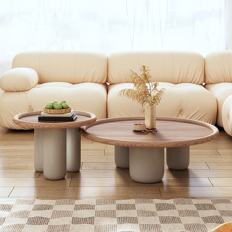 Solid Wood Tray Top Coffee Cocktail Table with 3 Legs in Brown