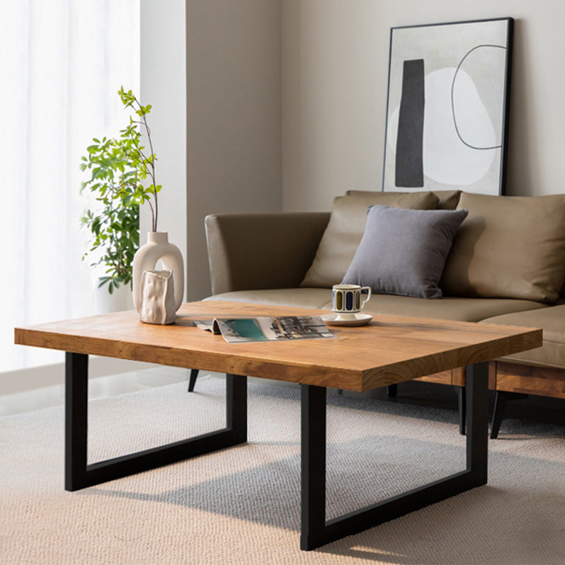 Solid Wood Coffee Table Trestle Medium Wood Coffee Cocktail Table