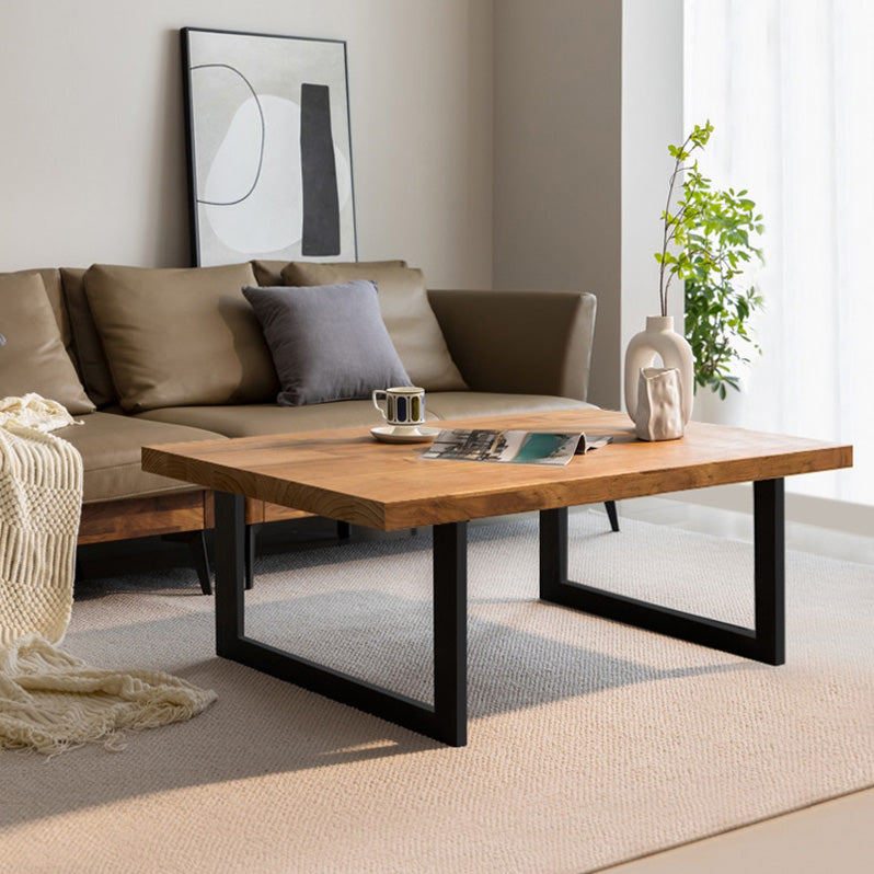 Solid Wood Coffee Table Trestle Medium Wood Coffee Cocktail Table