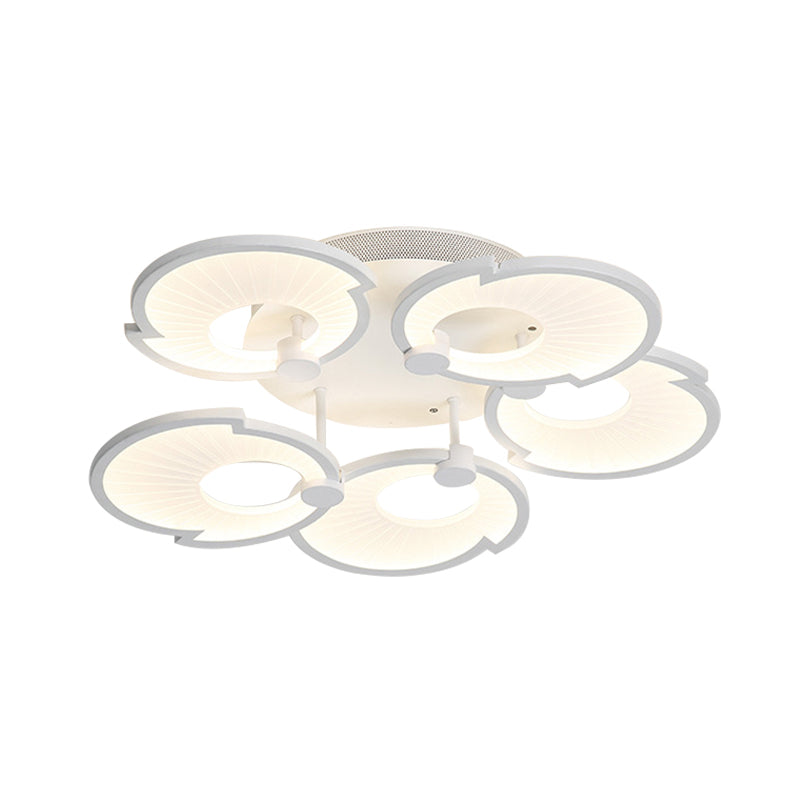 Witte bloemen semi -flushmount verlichting moderne led acryl spoelbevestiging plafondarmatuur in wit/warm licht