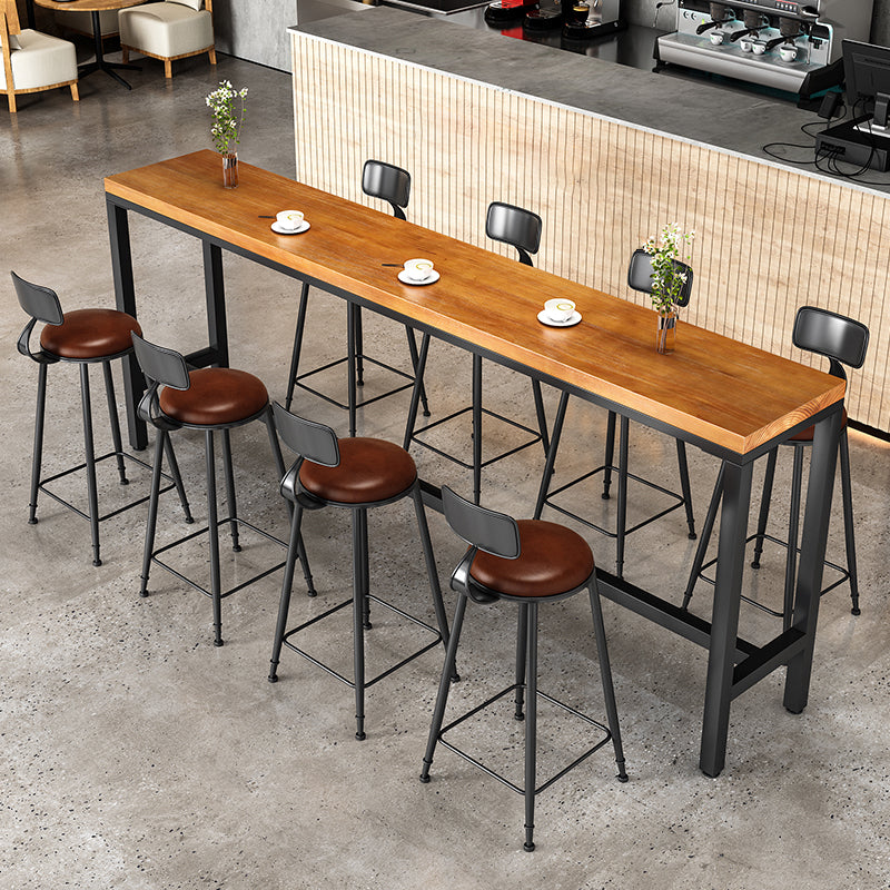 Modern Bar Pub Table Set 1/5/9 Pcs Solid Wood and Iron Bar Table and Stools