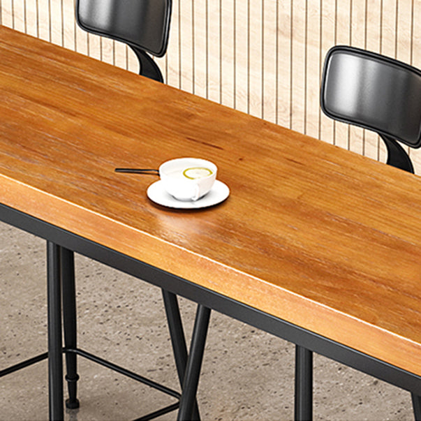 Modern Bar Pub Table Set 1/5/9 Pcs Solid Wood and Iron Bar Table and Stools