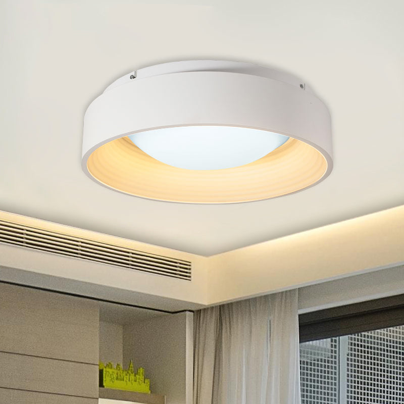 Modern Drum Flush Mount Lighting Acrylic LED Bedroom Close to Ceiling Lamp in White, 18"/23.5" Dia