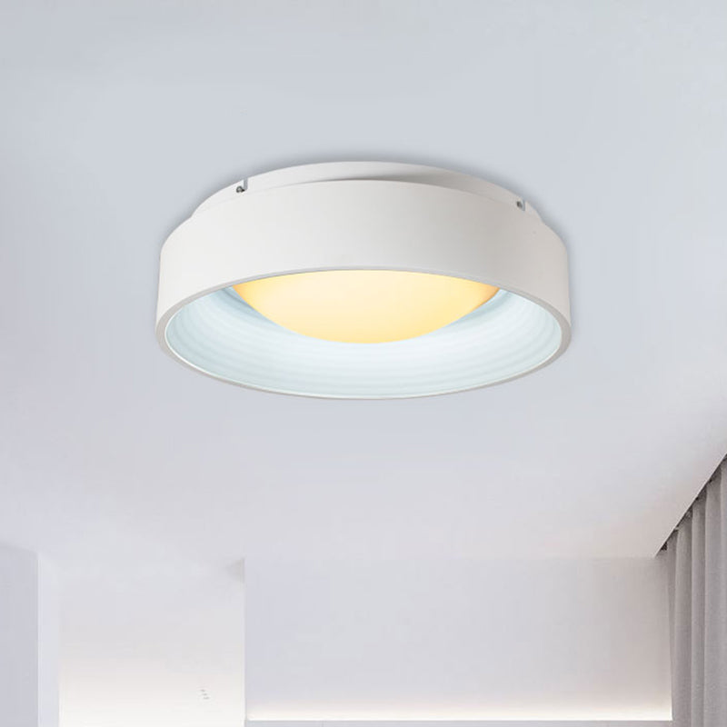 Modern Drum Flush Mount Lighting Acrylic LED Bedroom Close to Ceiling Lamp in White, 18"/23.5" Dia
