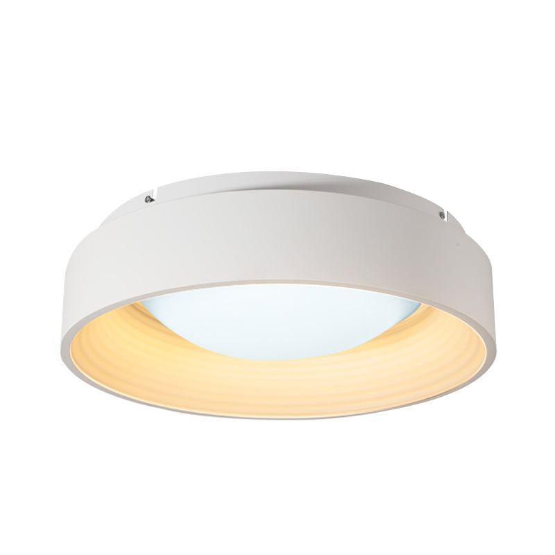 Modern Drum Flush Mount Lighting Acrylic LED Bedroom Close to Ceiling Lamp in White, 18"/23.5" Dia