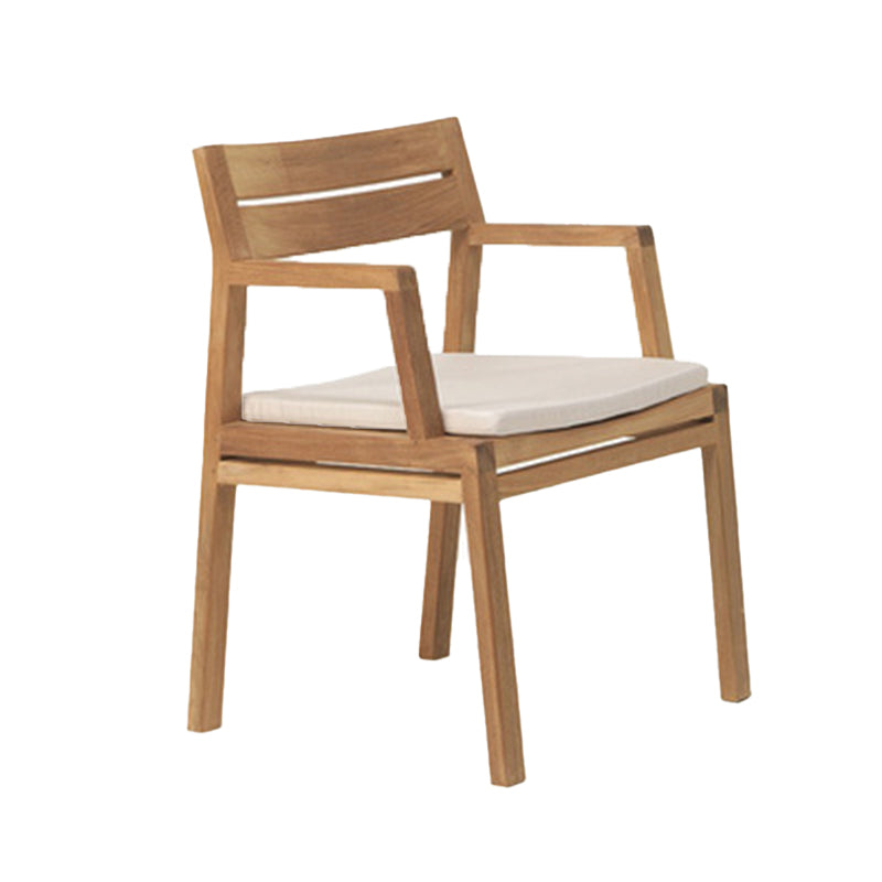 Solid Wood Dining Armchair Contemporary Outdoors Dining Chair with Arm