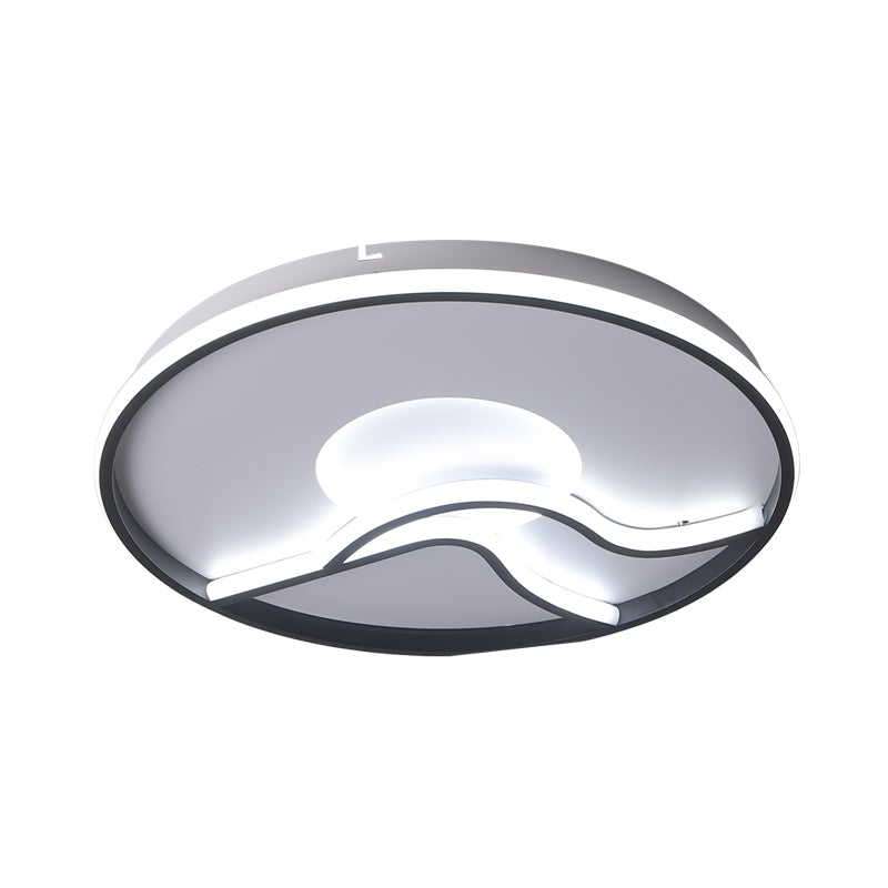 Minimalist LED Flush Ceiling Light Black Finish Runde Lampe in Weiß/Warm Licht für Schlafzimmer, 16.5 "/20.5" Weiss