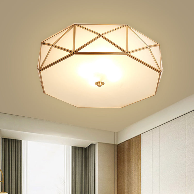 Lampe encastrée à tambour géométrique en verre opale, moderne, 4/5 lumières, finition en laiton, largeur 16,5"/20,5"