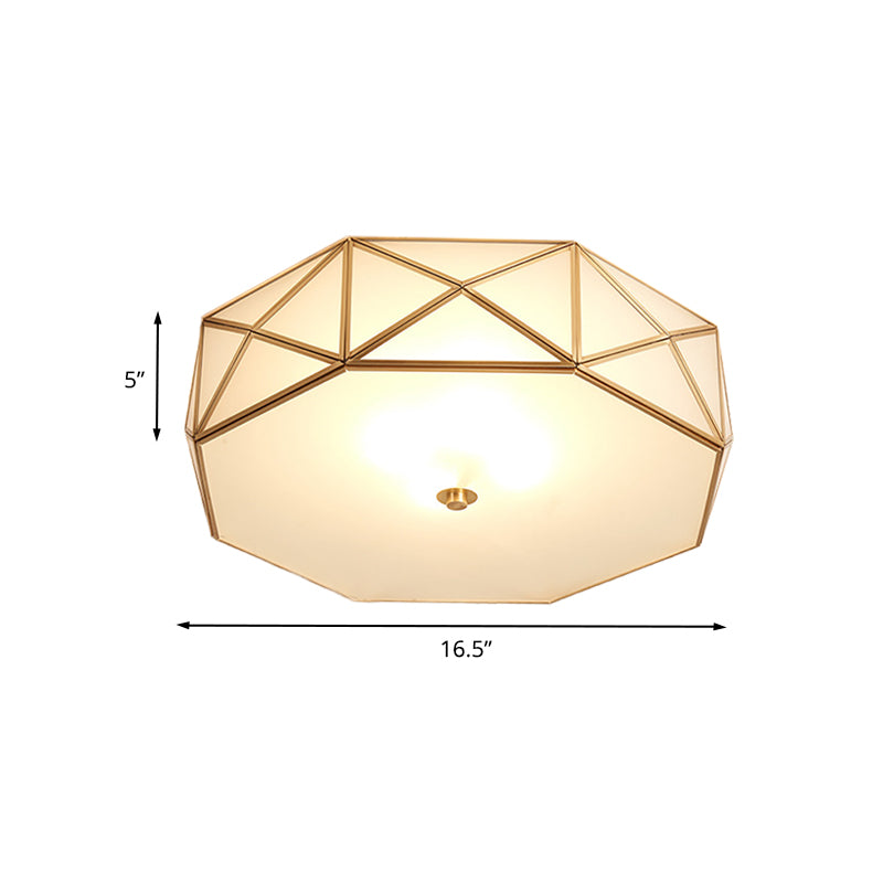 Lampe encastrée à tambour géométrique en verre opale, moderne, 4/5 lumières, finition en laiton, largeur 16,5"/20,5"