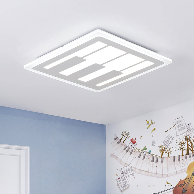 Acrylic Square Flushmount Modernism LED White Flush Mount Ceiling Light in Warm/White Light with Piano Key Pattern