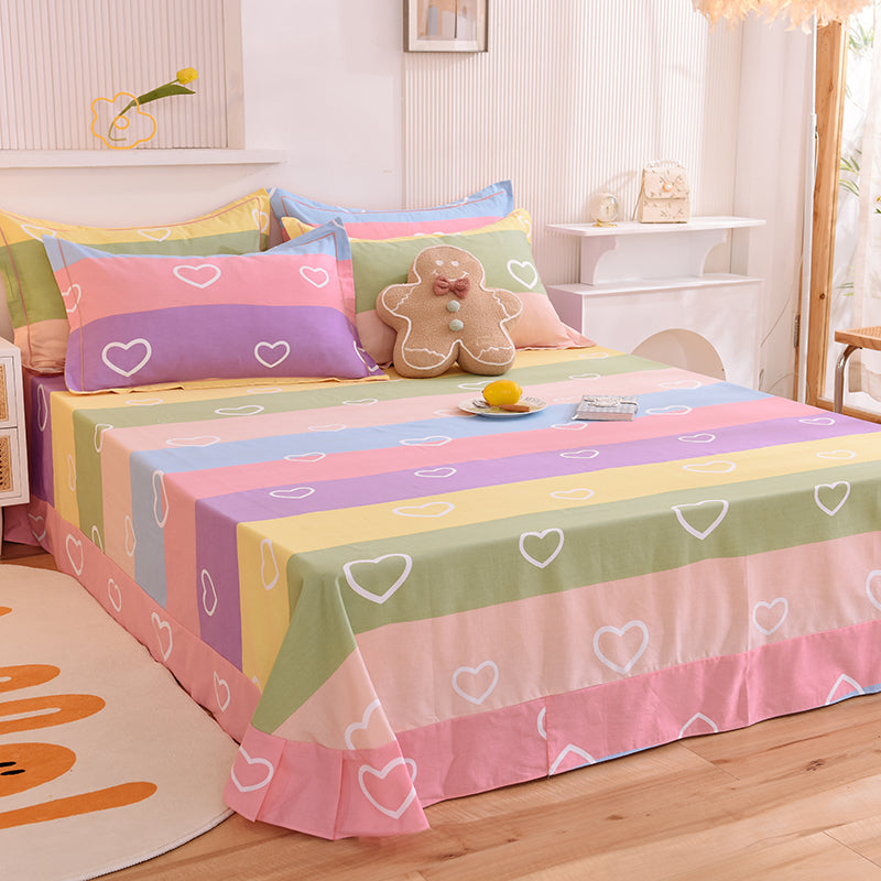 Sheet Sets Cotton Cartoon Printed Wrinkle Resistant Super Soft Breathable Bed Sheet Set