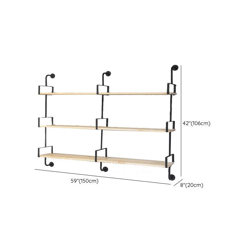Contemporary Floating Bookshelf Wooden Natural Bookcase with Shelves