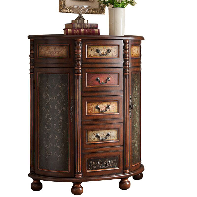 Industrial Distressed Wood Storage Cabinet 2 Doors Rectangle Accent Cabinet