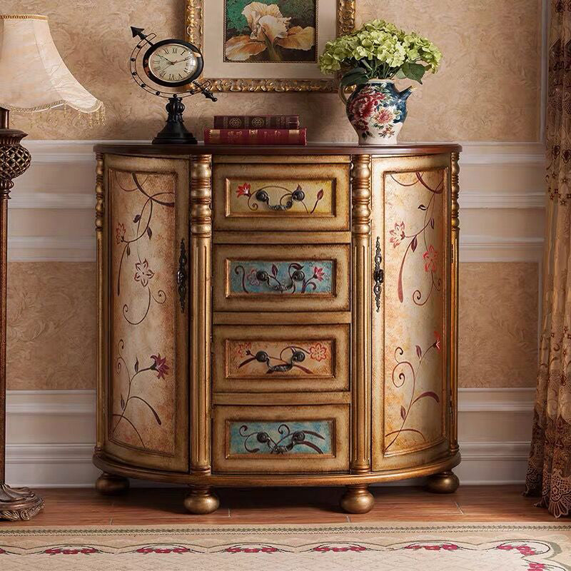 Industrial Distressed Wood Storage Cabinet 2 Doors Rectangle Accent Cabinet
